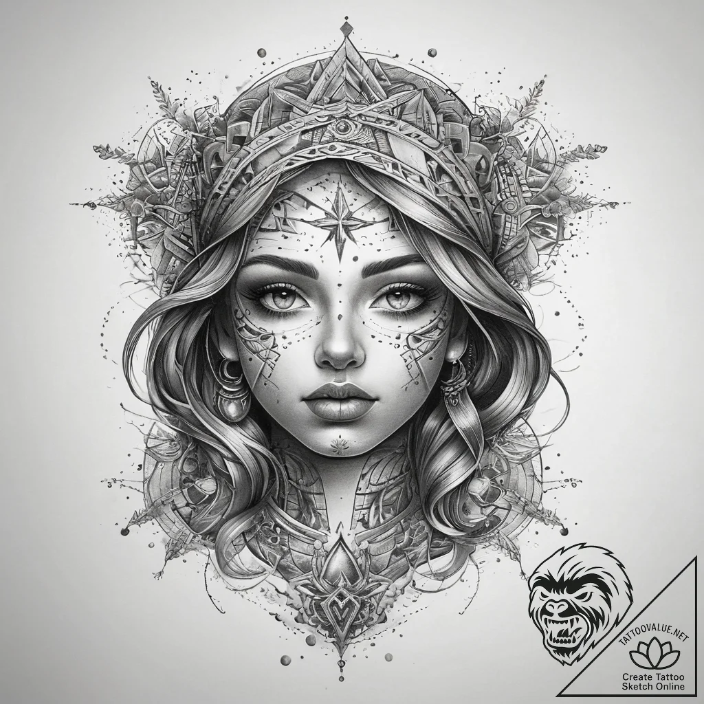 Tattoo sketch cosmic portrayal, tattoo line a... - tattoo sketch (№1757818262_0, 14.09.2025 02:51) — tattoovalue.net