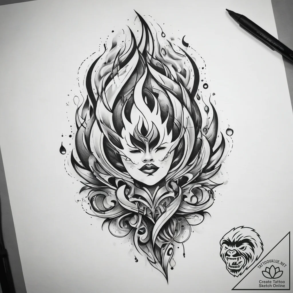 Tattoo sketch flame, artistic tattoo sketch,... - tattoo sketch (№1757818653_0, 14.09.2025 02:57) — tattoovalue.net