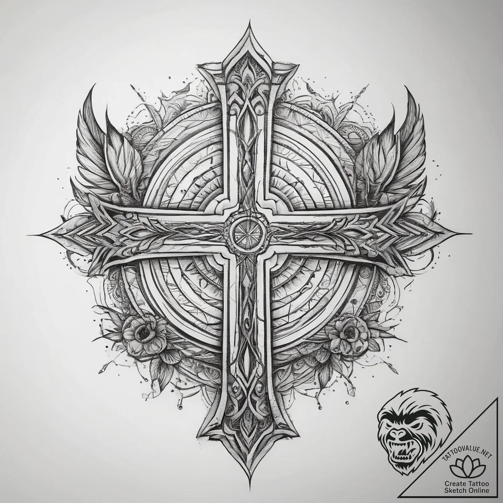 Tattoo sketch a symbolic concept, tattoo line... - tattoo sketch (№1757819235_0, 14.09.2025 03:07) — tattoovalue.net