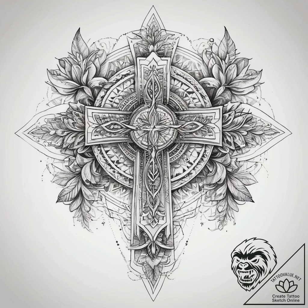 Tattoo sketch slavic embroidery pattern with... - tattoo sketch (№1757820207_0, 14.09.2025 03:23) — tattoovalue.net