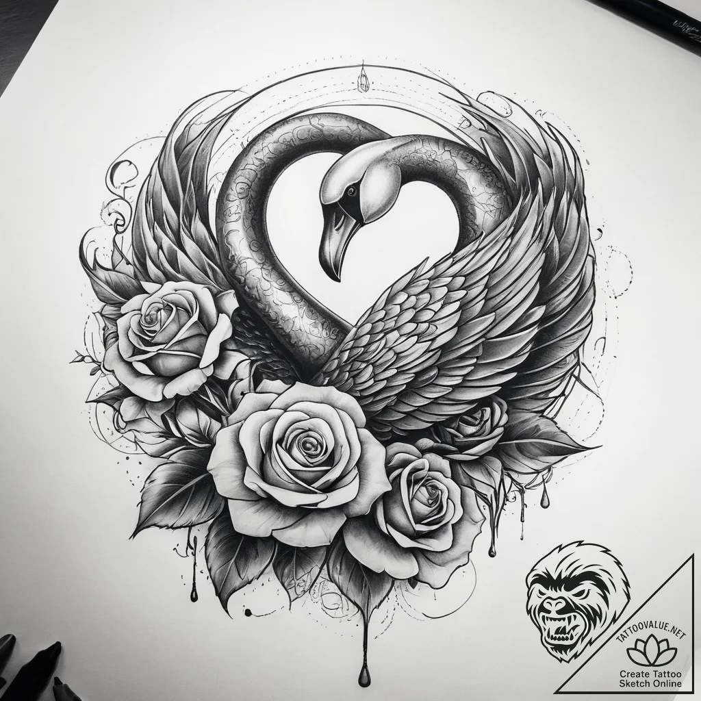 Tattoo sketch swan tattoo, concept art for ta... - tattoo sketch (№1757820594_0, 14.09.2025 03:29) — tattoovalue.net