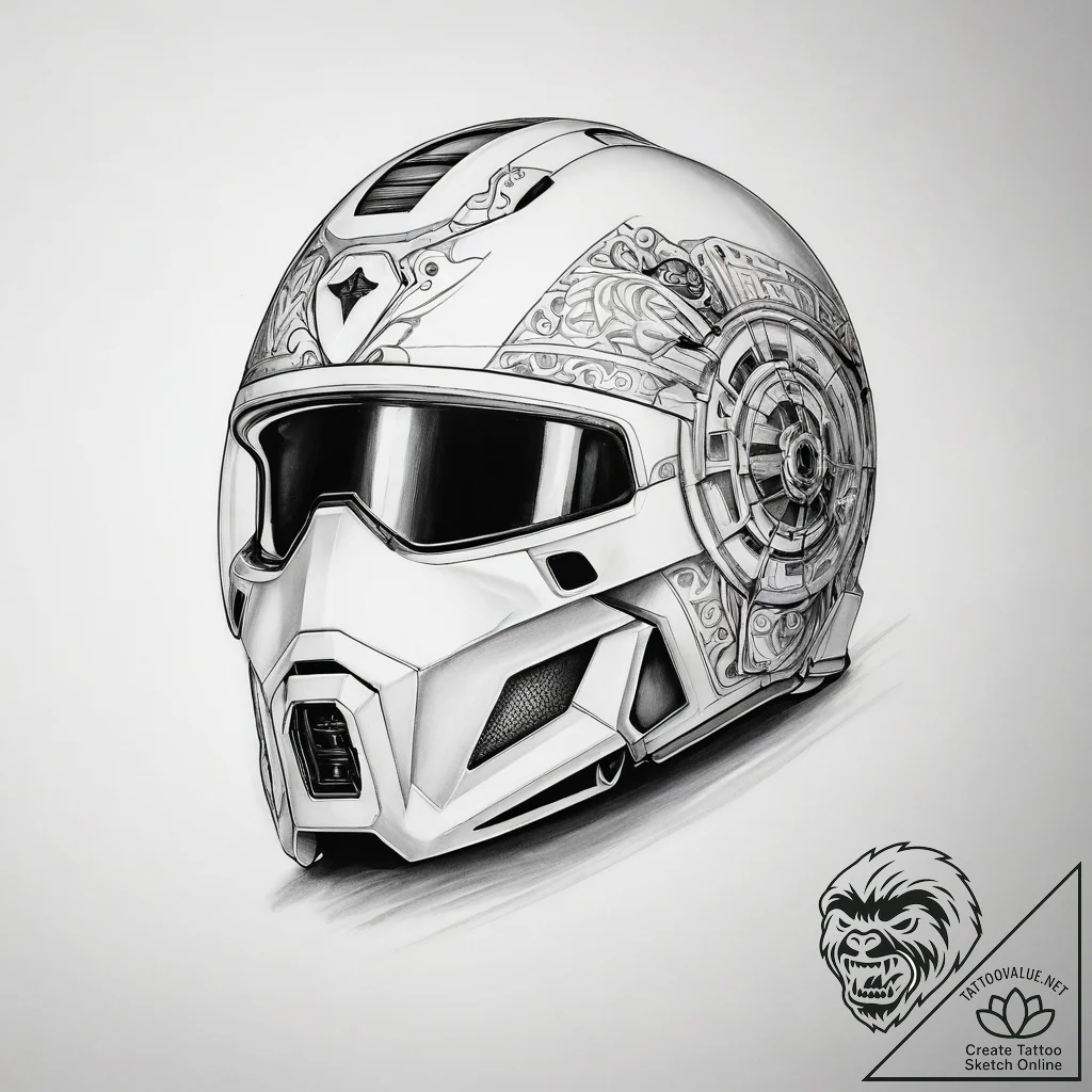 Tattoo sketch helmet - tattoo sketch (№1757821181_0, 14.09.2025 03:39) — tattoovalue.net