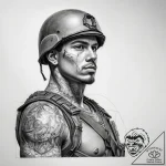Tattoo sketch soldier with a paper, tattoo li… – tattoo sketch (№1757822536_0, 14.09.2025 04:02) — tattoovalue.net