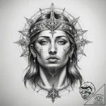 Tattoo sketch holy portrayal – tattoo sketch (№1757824474_0, 14.09.2025 04:34) — tattoovalue.net