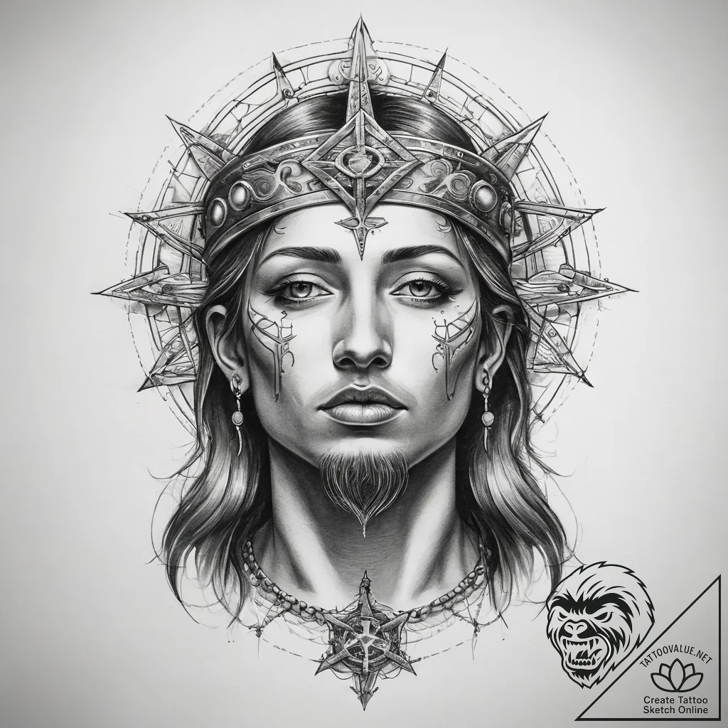 Tattoo sketch holy portrayal - tattoo sketch (№1757824474_0, 14.09.2025 04:34) — tattoovalue.net