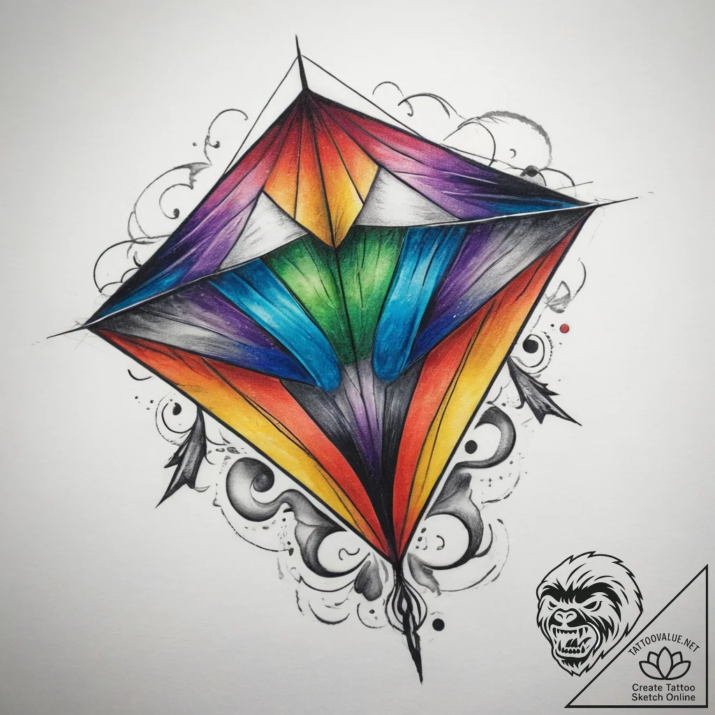 Tattoo sketch kite, concept art for tattoo, r... - tattoo sketch (№1757824861_0, 14.09.2025 04:41) — tattoovalue.net