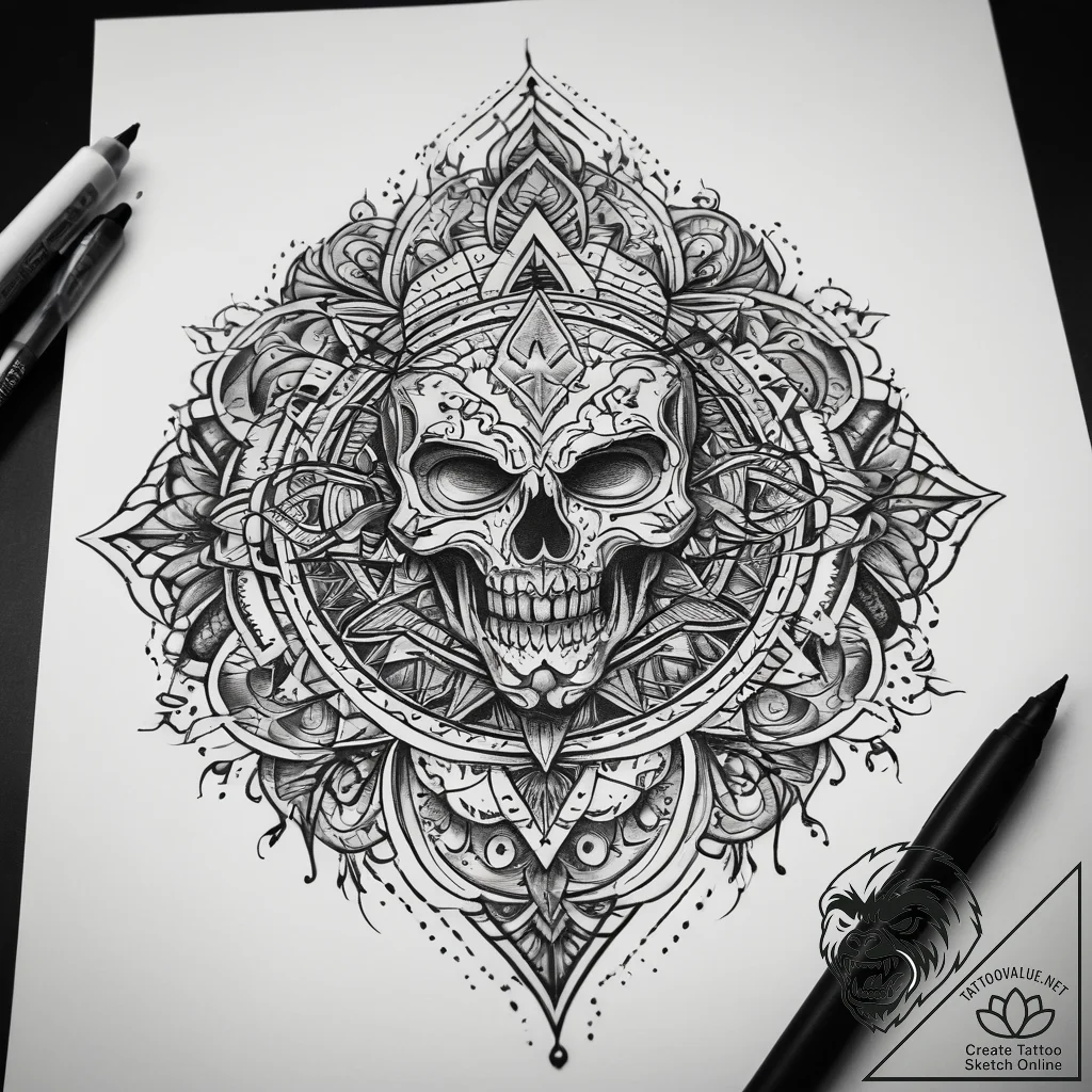 Tattoo sketch узор в виде пера и чернильницы,... - tattoo sketch (№1757825055_0, 14.09.2025 04:44) — tattoovalue.net