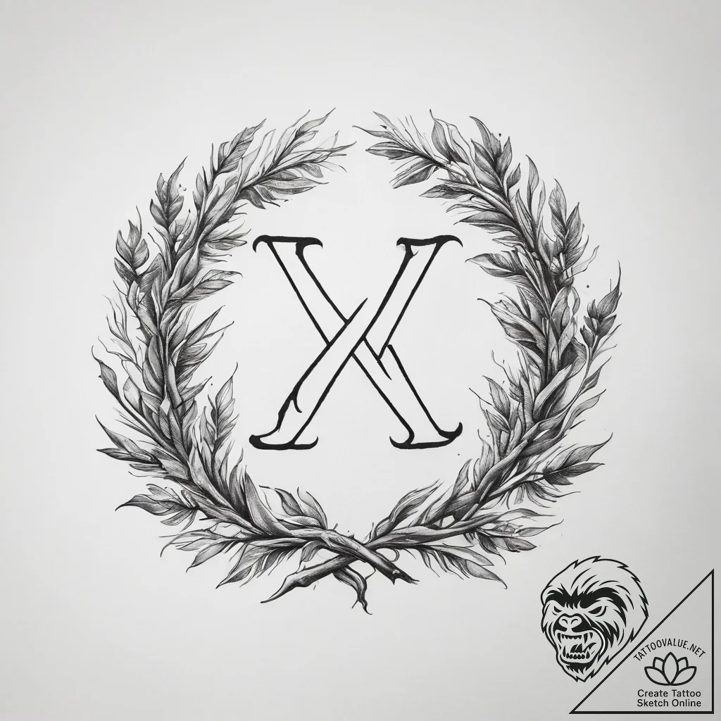 Tattoo sketch eihwaz rune with a twisted yew... - tattoo sketch (№1757825249_0, 14.09.2025 04:47) — tattoovalue.net