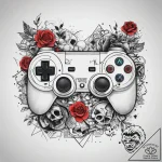 Tattoo sketch gaming controller with a skull,… – tattoo sketch (№1757829120_0, 14.09.2025 05:52) — tattoovalue.net