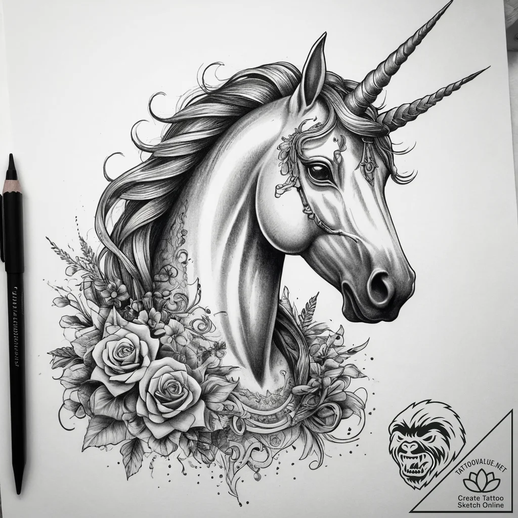 Tattoo sketch unicorn rider, tattoo line art,... - tattoo sketch (№1757830861_0, 14.09.2025 06:21) — tattoovalue.net