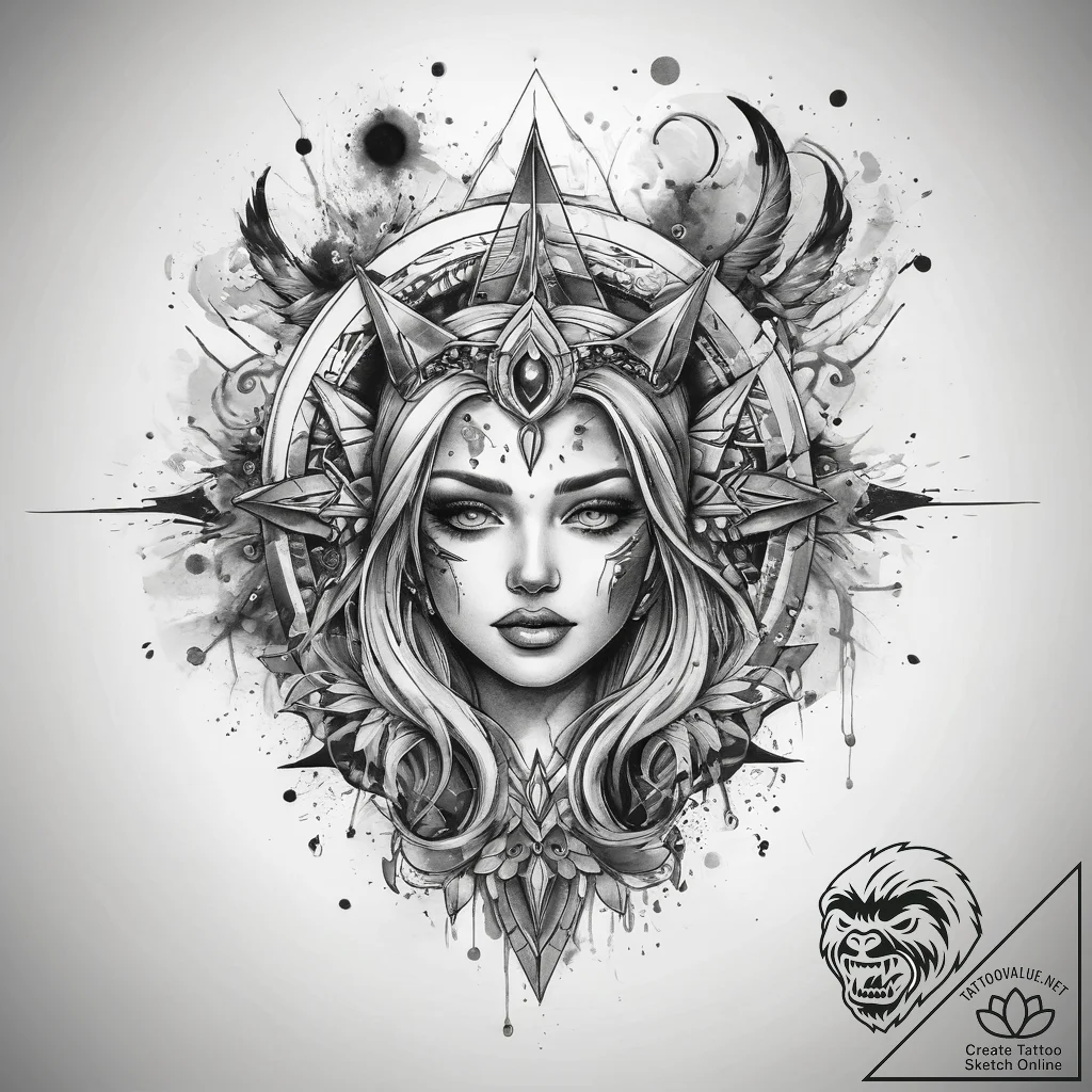 Tattoo sketch cosmic spring, artistic tattoo... - tattoo sketch (№1757831450_0, 14.09.2025 06:30) — tattoovalue.net