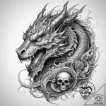 Tattoo sketch dragon with a skull, concept ar… – tattoo sketch (№1757831643_0, 14.09.2025 06:34) — tattoovalue.net