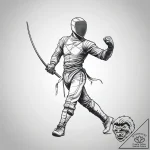 Tattoo sketch fencing silhouette – tattoo sketch (№1757833000_0, 14.09.2025 06:56) — tattoovalue.net