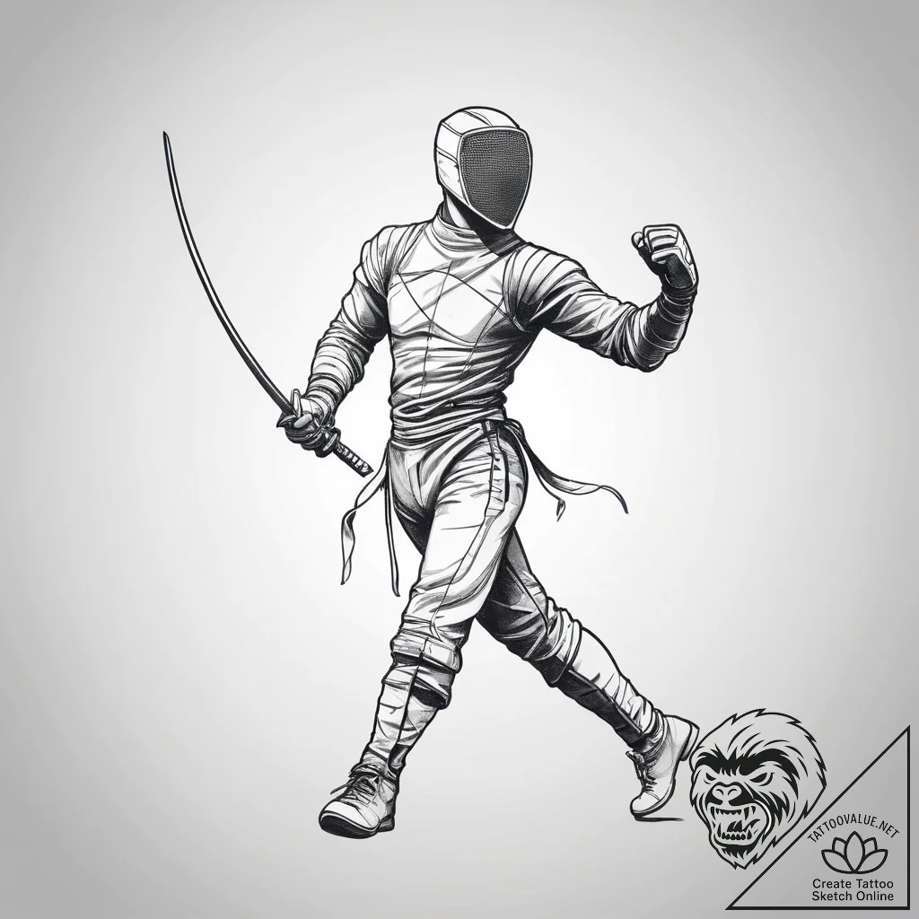 Tattoo sketch fencing silhouette - tattoo sketch (№1757833000_0, 14.09.2025 06:56) — tattoovalue.net