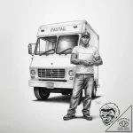 Tattoo sketch mail carrier a person with a po… – tattoo sketch (№1757833194_0, 14.09.2025 06:59) — tattoovalue.net