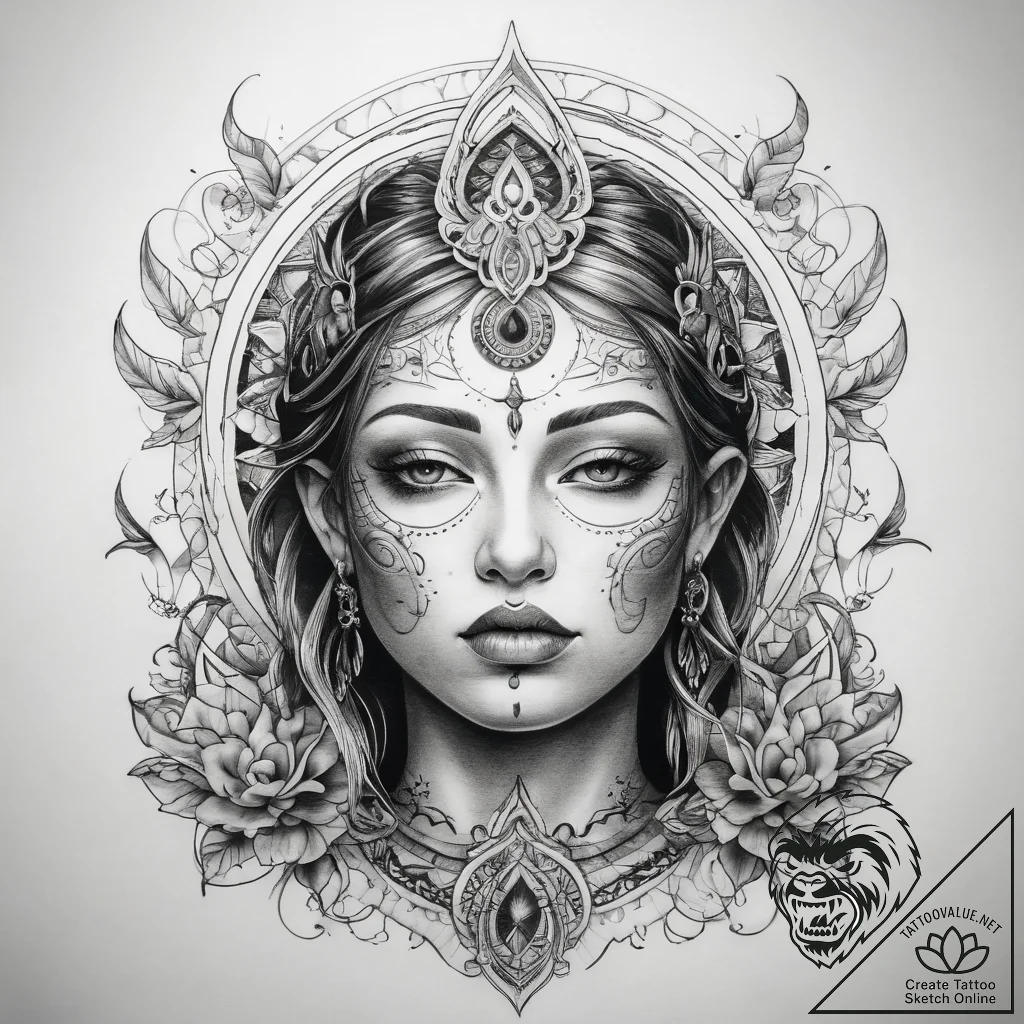 Tattoo sketch spiritual spirit - tattoo sketch (№1757833581_0, 14.09.2025 07:06) — tattoovalue.net