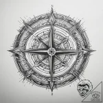 Tattoo sketch raidho rune with a compass and… – tattoo sketch (№1757833775_0, 14.09.2025 07:09) — tattoovalue.net