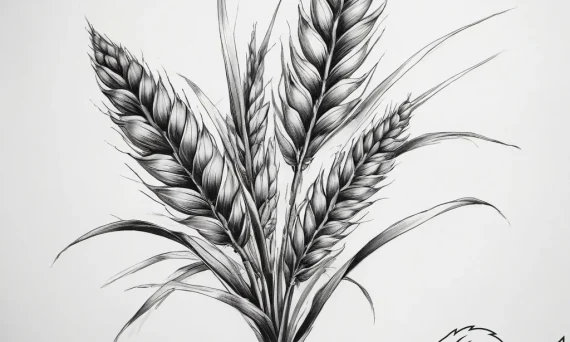 Tattoo sketch wheat stalk, ink illustration f... - tattoo sketch (№1757834550_0, 14.09.2025 07:22) — tattoovalue.net