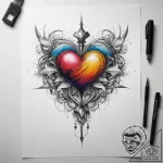 Tattoo sketch button-up shirt with a heart, a… – tattoo sketch (№1757834744_0, 14.09.2025 07:25) — tattoovalue.net
