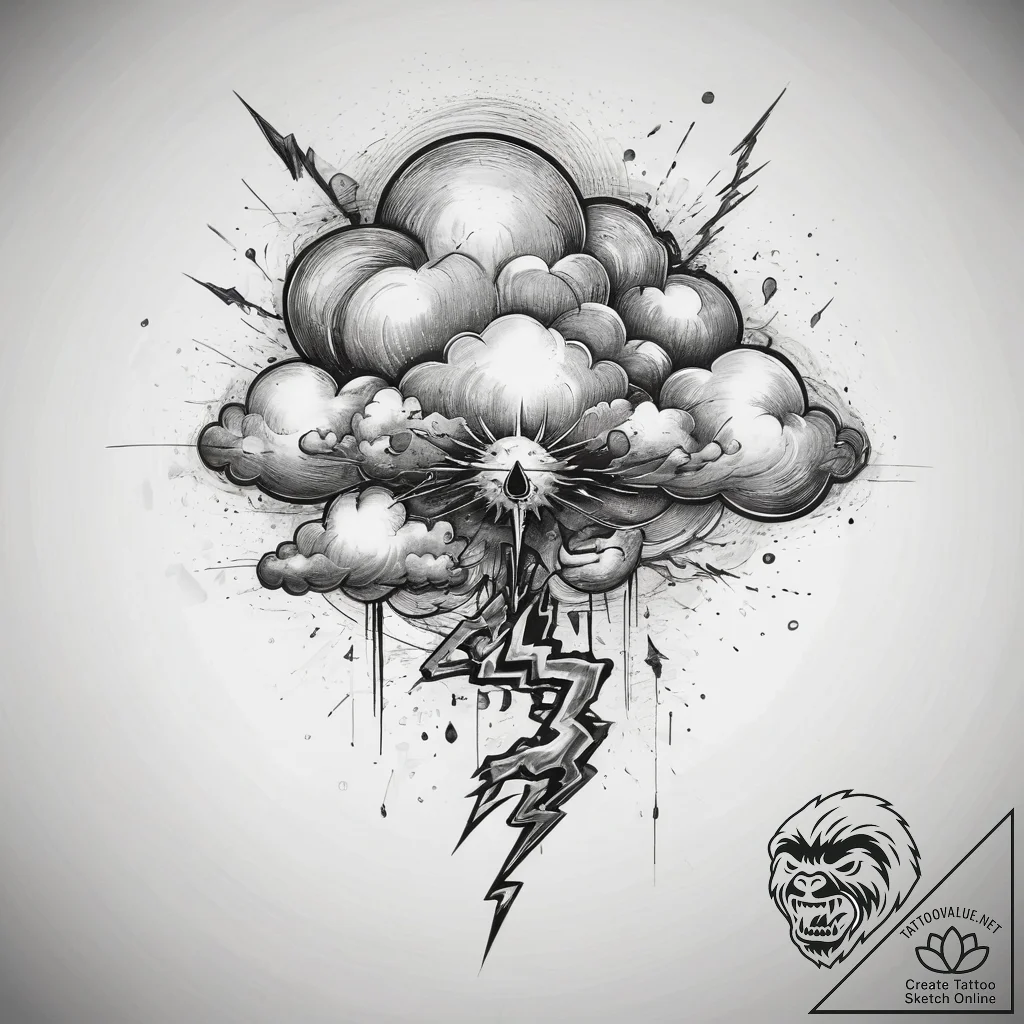 Tattoo sketch cloud with lightning, tattoo fl... - tattoo sketch (№1757835131_0, 14.09.2025 07:32) — tattoovalue.net