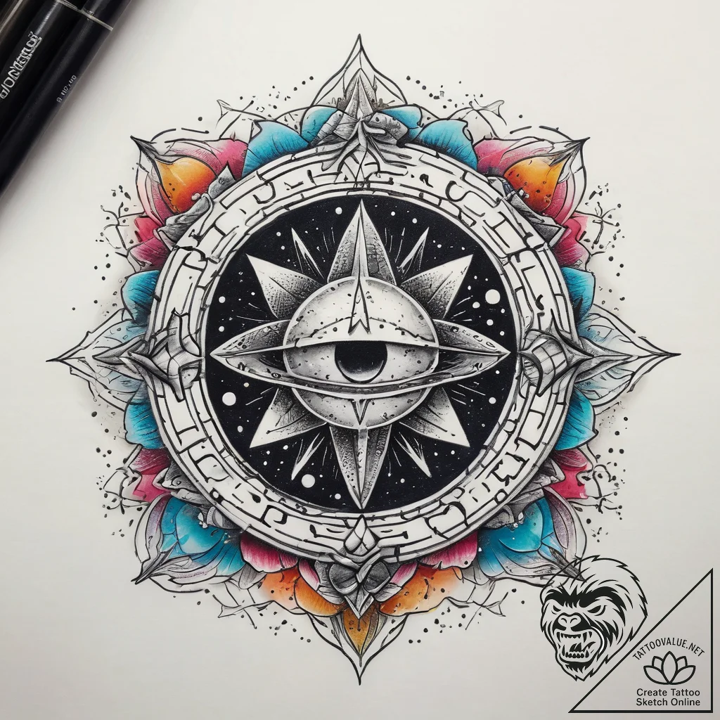 Tattoo sketch cosmic cosmos, tattoo flash she... - tattoo sketch (№1757835712_0, 14.09.2025 07:41) — tattoovalue.net