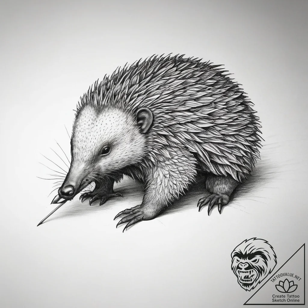 Tattoo sketch echidna, tattoo drawing outline... - tattoo sketch (№1757836875_0, 14.09.2025 08:01) — tattoovalue.net