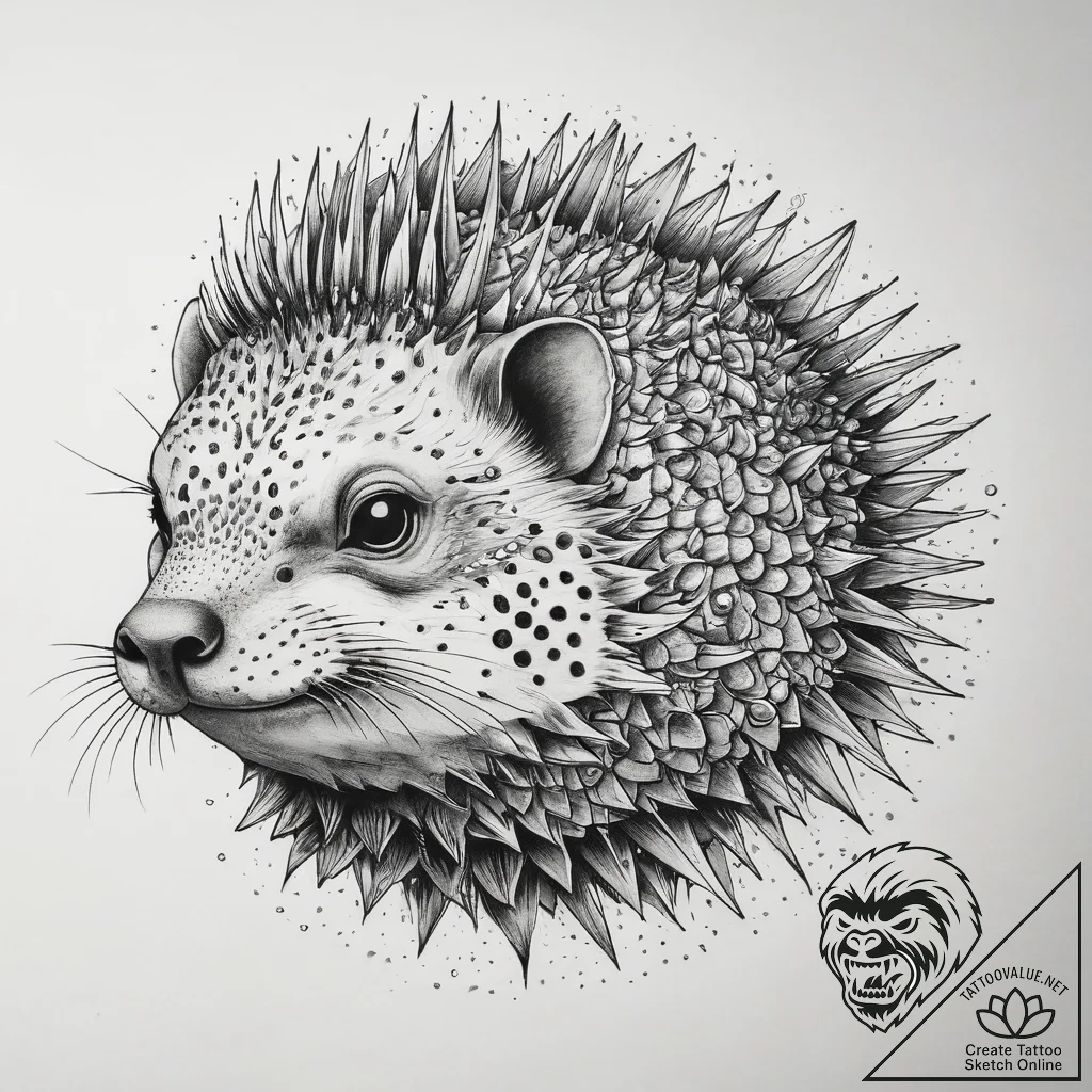 Tattoo sketch porcupinefish, tattoo flash she... - tattoo sketch (№1757837844_0, 14.09.2025 08:17) — tattoovalue.net