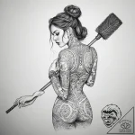 Tattoo sketch cleaner a person with a broom,… – tattoo sketch (№1757839607_0, 14.09.2025 08:46) — tattoovalue.net