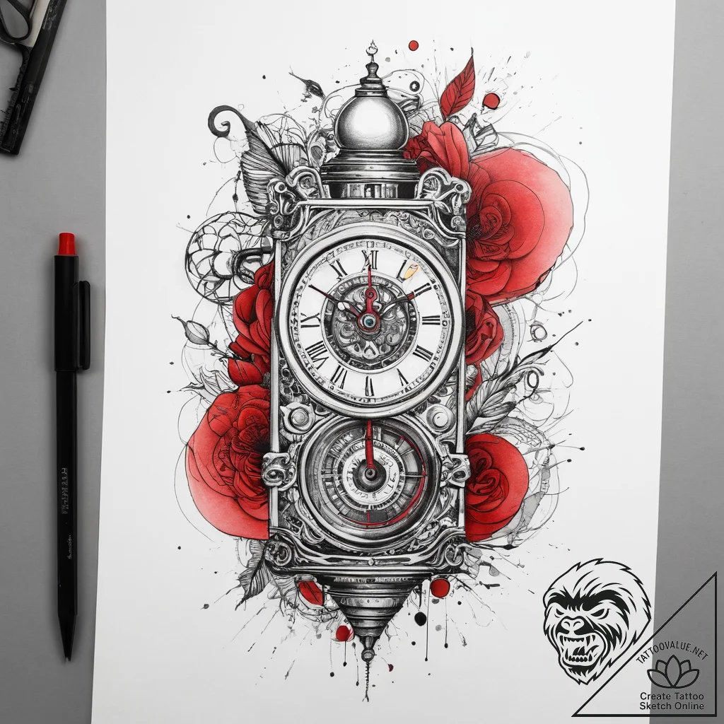 Tattoo sketch kitchen timer, tattoo sketch de... - tattoo sketch (№1757841395_0, 14.09.2025 09:16) — tattoovalue.net