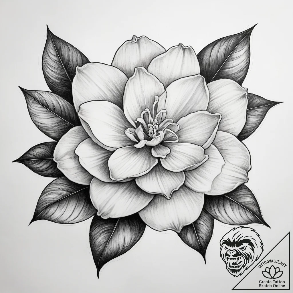 Tattoo sketch gardenia - tattoo sketch (№1757841788_0, 14.09.2025 09:23) — tattoovalue.net