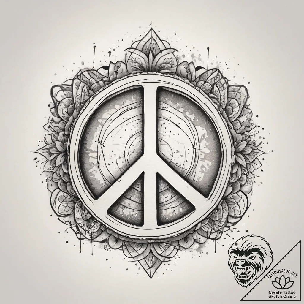 Tattoo sketch peace sign, tattoo line art, on... - tattoo sketch (№1757841983_0, 14.09.2025 09:26) — tattoovalue.net