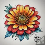 Tattoo sketch zinnia, concept art for tattoo,… – tattoo sketch (№1757842176_0, 14.09.2025 09:29) — tattoovalue.net