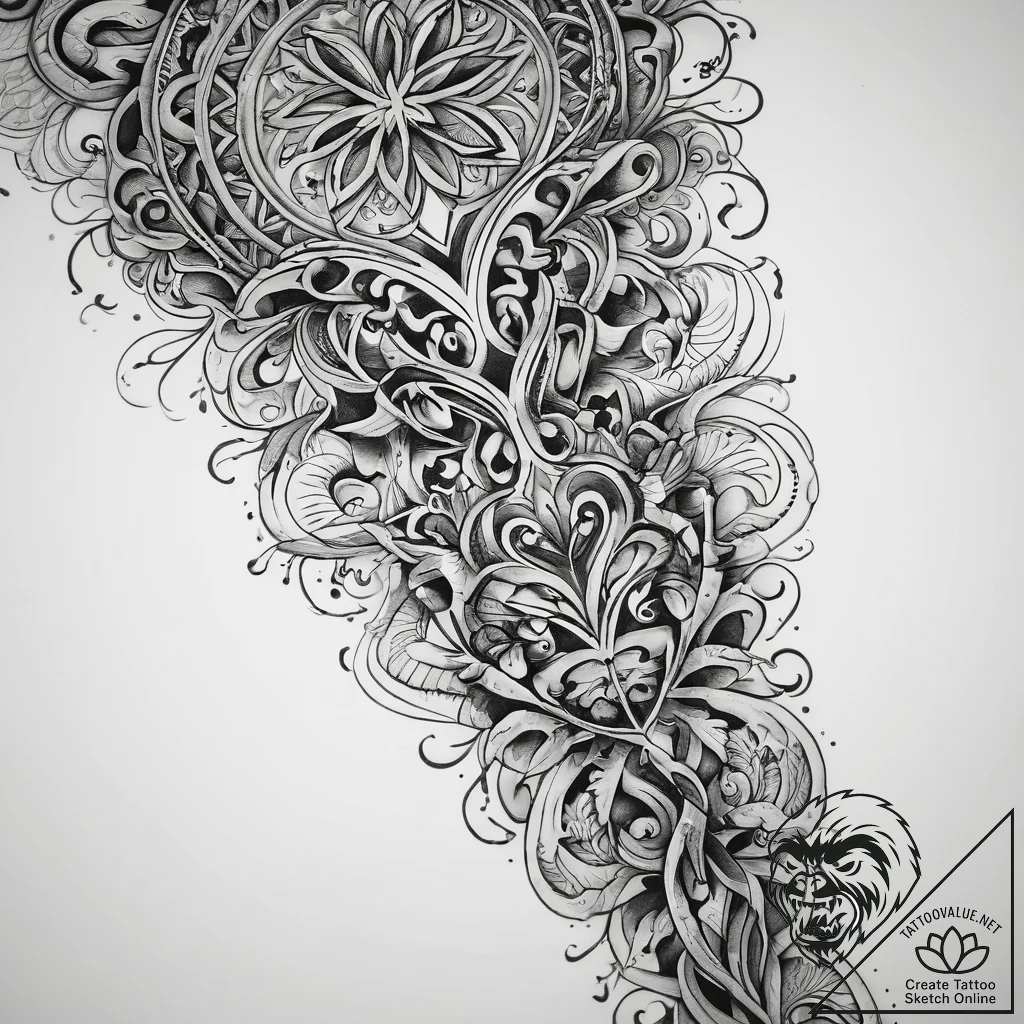 Tattoo sketch chain, artistic tattoo sketch,... - tattoo sketch (№1757842374_0, 14.09.2025 09:32) — tattoovalue.net