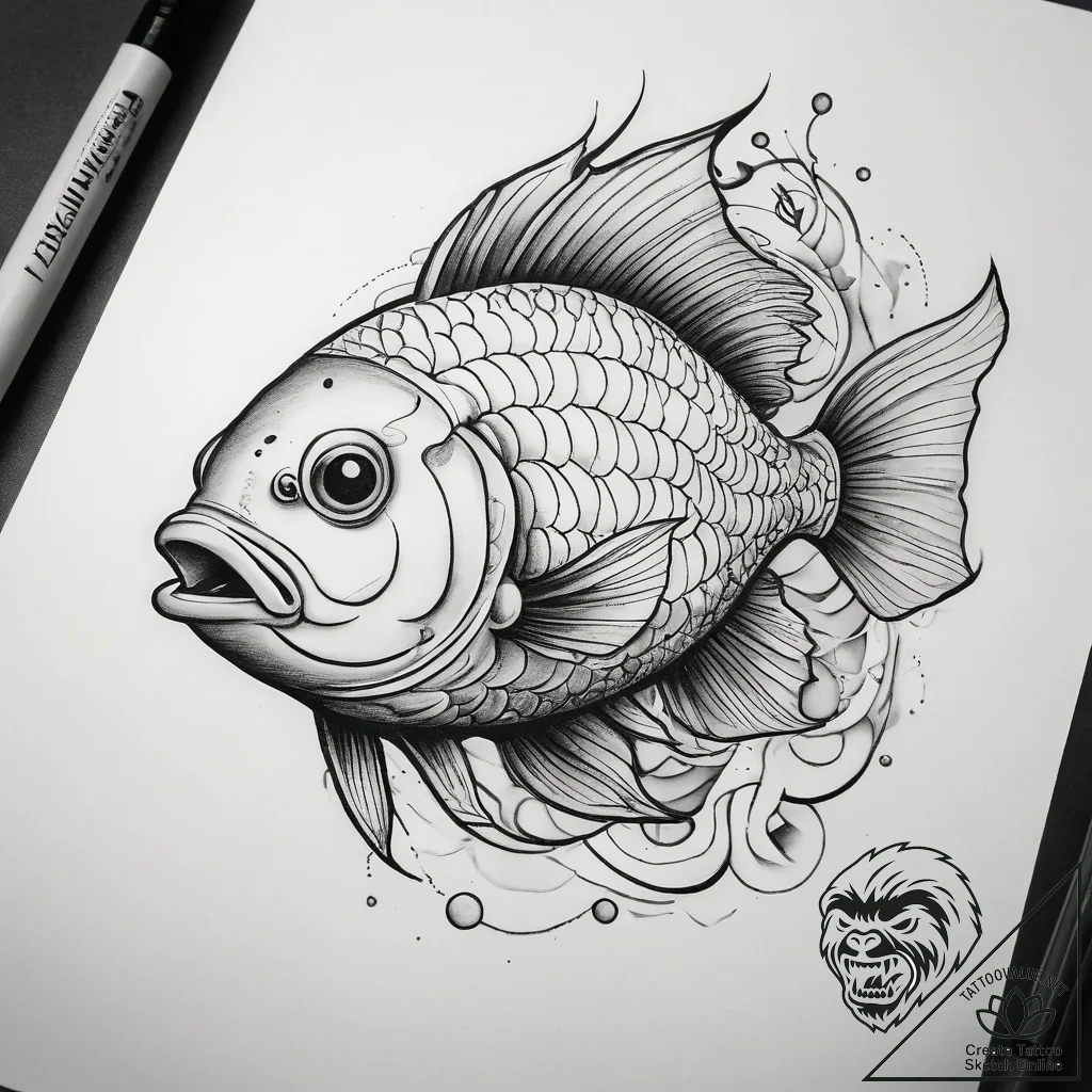 Tattoo sketch узор в виде рыбы, concept art f... - tattoo sketch (№1757843930_0, 14.09.2025 09:58) — tattoovalue.net