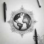 Tattoo sketch cosmic earth, concept art for t… – tattoo sketch (№1757844322_0, 14.09.2025 10:05) — tattoovalue.net