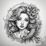 Tattoo sketch узор в виде русалки, tattoo fla… – tattoo sketch (№1757845324_0, 14.09.2025 10:22) — tattoovalue.net
