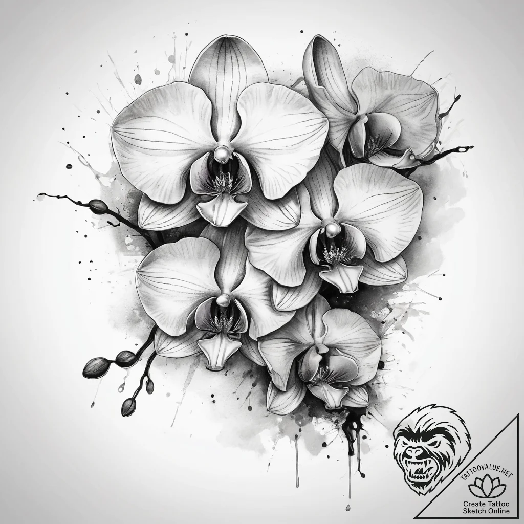 Tattoo sketch orchid, tattoo drawing outline,... - tattoo sketch (№1757850392_0, 14.09.2025 11:46) — tattoovalue.net