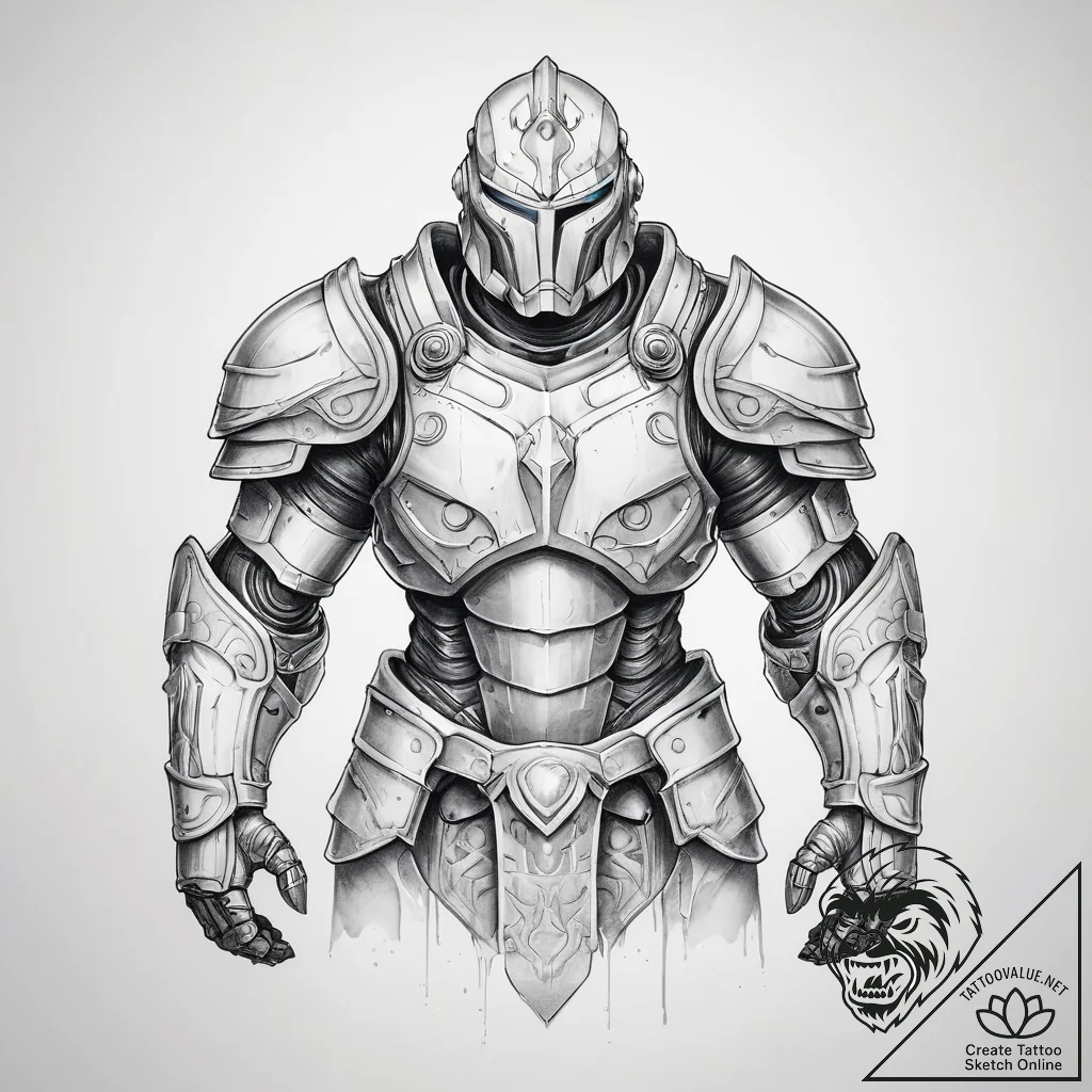 Tattoo sketch warforged armor - tattoo sketch (№1757850585_0, 14.09.2025 11:49) — tattoovalue.net