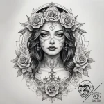 Tattoo sketch goddess in robes, artistic tatt… – tattoo sketch (№1757850780_0, 14.09.2025 11:53) — tattoovalue.net