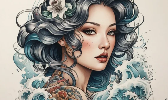 Tattoo sketch japanese waves, artistic tattoo... - tattoo sketch (№1757851178_0, 14.09.2025 11:59) — tattoovalue.net