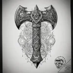 Tattoo sketch viking axe with runes, tattoo s… – tattoo sketch (№1757851374_0, 14.09.2025 12:02) — tattoovalue.net