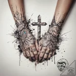 Tattoo sketch hands with a paper, ink illustr… – tattoo sketch (№1757852548_0, 14.09.2025 12:22) — tattoovalue.net