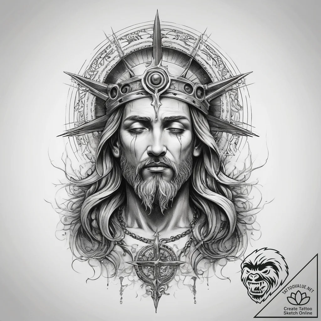 Tattoo sketch holy revelation - tattoo sketch (№1757852943_0, 14.09.2025 12:29) — tattoovalue.net