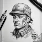 Tattoo sketch soldier with a thread, tattoo s… – tattoo sketch (№1757853136_0, 14.09.2025 12:32) — tattoovalue.net