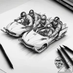 Tattoo sketch bobsleigh team in action – tattoo sketch (№1757853331_0, 14.09.2025 12:35) — tattoovalue.net