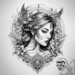 Tattoo sketch mystical scene – tattoo sketch (№1757854327_0, 14.09.2025 12:52) — tattoovalue.net