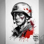 Tattoo sketch soldier with a brush, concept a… – tattoo sketch (№1757854523_0, 14.09.2025 12:55) — tattoovalue.net