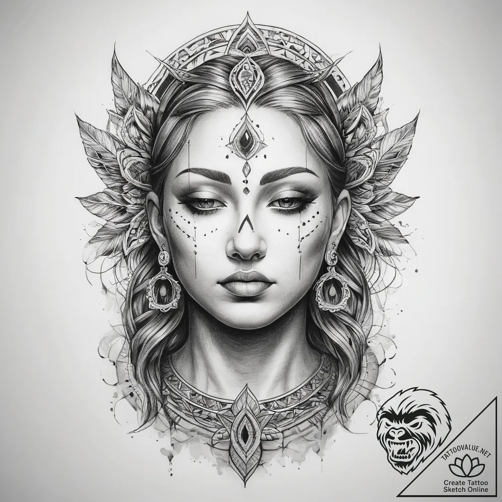 Tattoo sketch spiritual representation - tattoo sketch (№1757854719_0, 14.09.2025 12:58) — tattoovalue.net