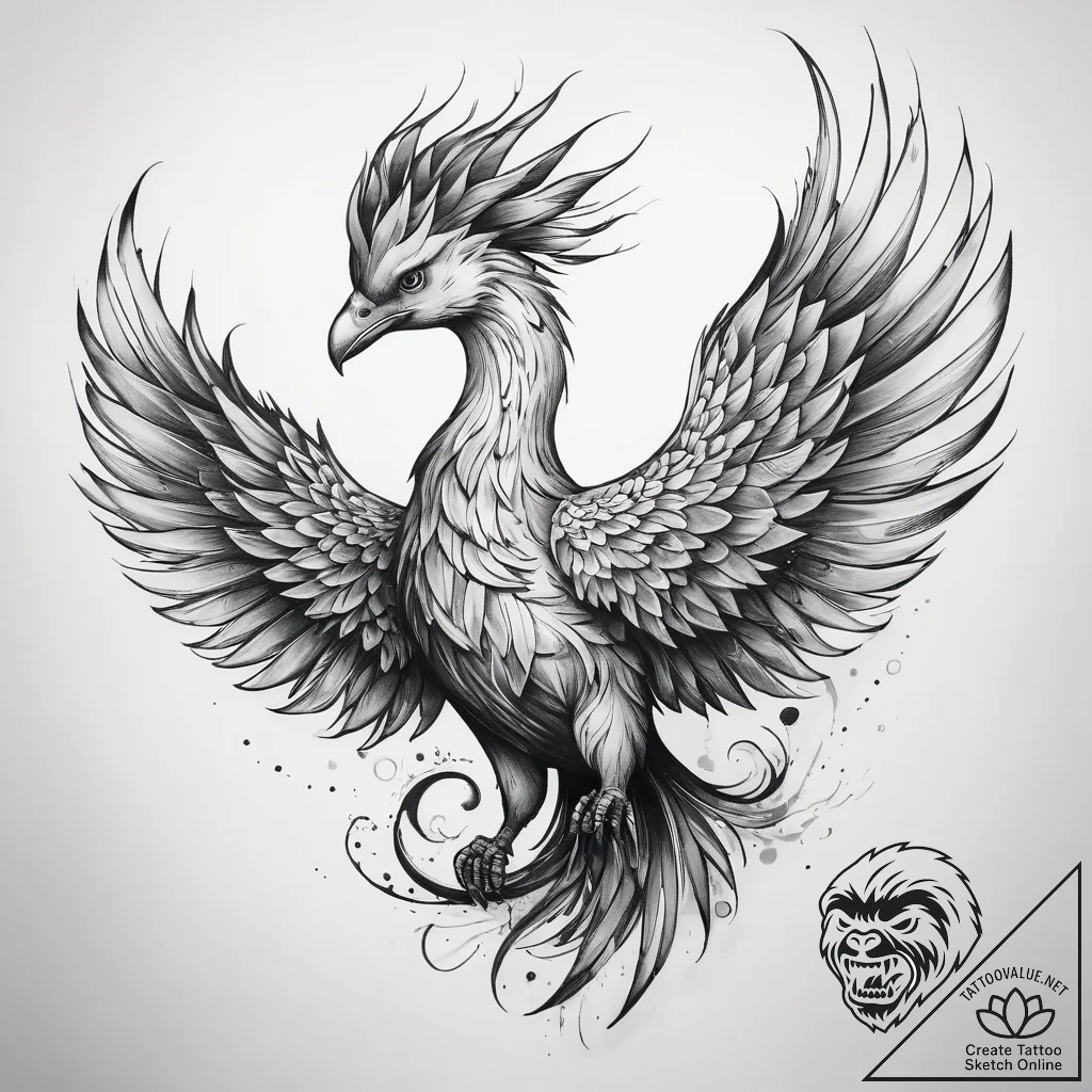 Tattoo sketch phoenix, artistic tattoo sketch... - tattoo sketch (№1757855304_0, 14.09.2025 13:08) — tattoovalue.net