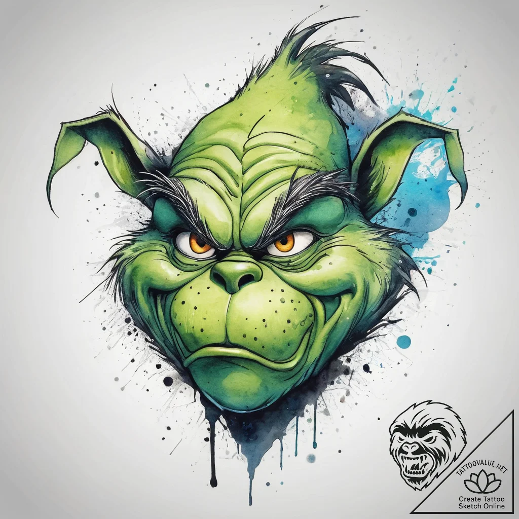Tattoo sketch the grinch dog, tattoo line art... - tattoo sketch (№1757856873_0, 14.09.2025 13:34) — tattoovalue.net